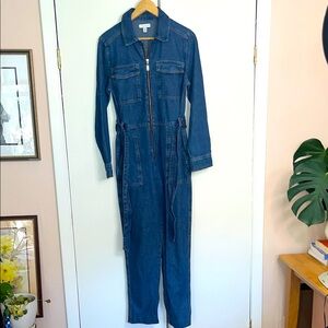 Topshop Denim Jumpsuit with Belt